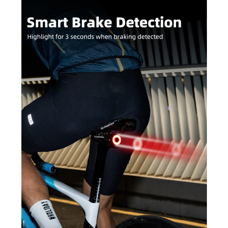 Entdecken Sie das XOSS XR Pro Fahrradrücklicht mit automatischer Bremserkennung wasserdichtes Design und LED-Aufladung