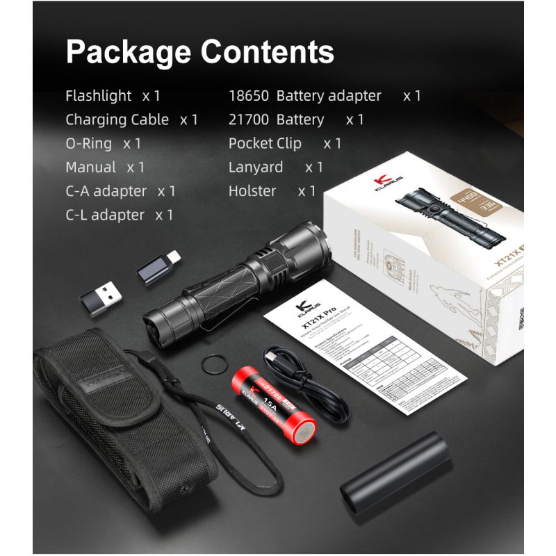 Klarus XT21X Pro Hochleistungs-Taschenlampe XHP70.2 LED 4400 Lumen Zuverlässige Outdoor-Beleuchtung