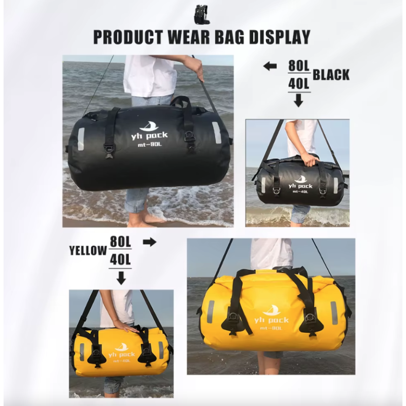 Motorradtasche Wasserdicht 40L/80L Fahrrad-Gepäckträgertasche MTB Hecktasche Satteltasche Rollverschluss 500D PVC