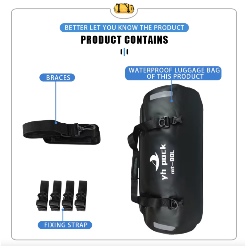 Motorradtasche Wasserdicht 40L/80L Fahrrad-Gepäckträgertasche MTB Hecktasche Satteltasche Rollverschluss 500D PVC