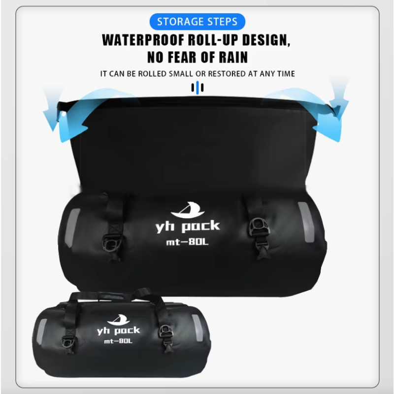 Motorradtasche Wasserdicht 40L/80L Fahrrad-Gepäckträgertasche MTB Hecktasche Satteltasche Rollverschluss 500D PVC