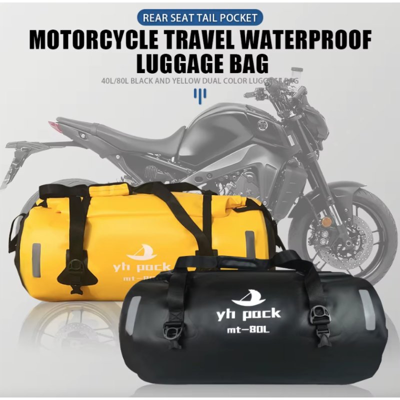 Motorradtasche Wasserdicht 40L/80L Fahrrad-Gepäckträgertasche MTB Hecktasche Satteltasche Rollverschluss 500D PVC