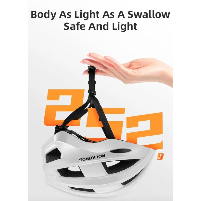 ROCKBROS Fahrradhelm mit LED Rücklicht wiederaufladbar ultraleicht MTB Rennradhelm für optimale Sichtbarkeit