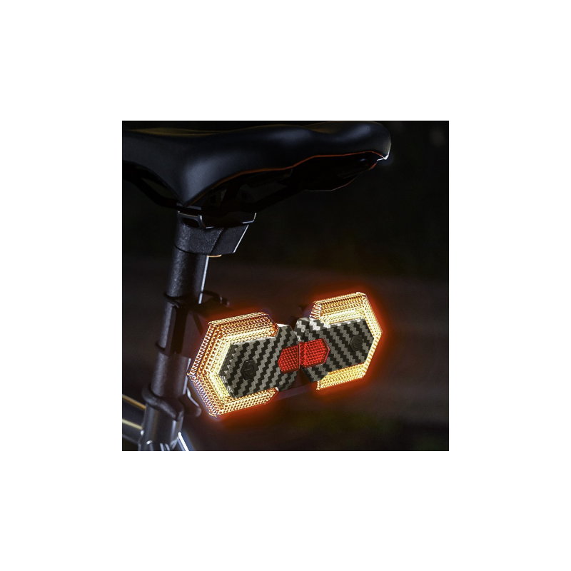 CarryBright Carbon Fahrradblinker Set 4-tlg. USB aufladbar mit kabelloser Fernbedienung, helle LED Front/Rücklicht für E-Bike, wasserdicht