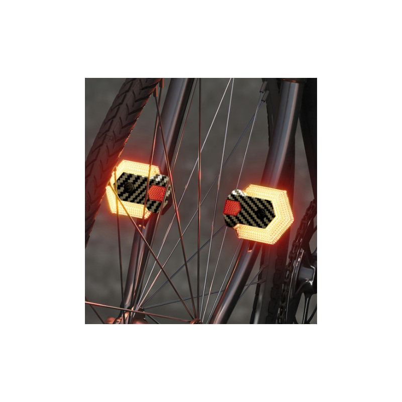 CarryBright Carbon Fahrradblinker Set 4-tlg. USB aufladbar mit kabelloser Fernbedienung, helle LED Front/Rücklicht für E-Bike, wasserdicht