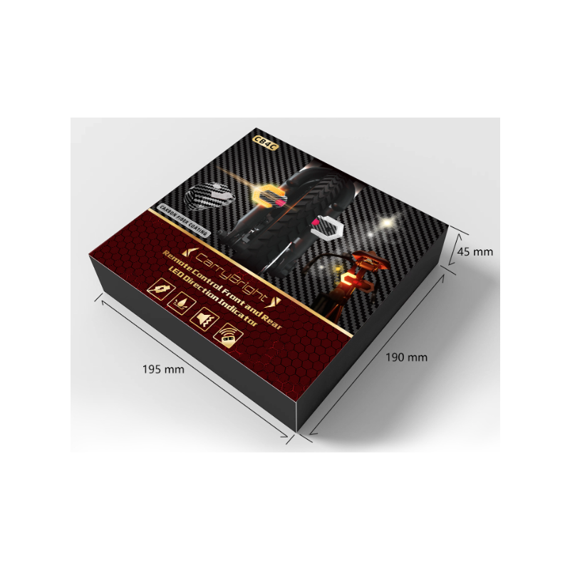 CarryBright Carbon Fahrradblinker Set 4-tlg. USB aufladbar mit kabelloser Fernbedienung, helle LED Front/Rücklicht für E-Bike, wasserdicht