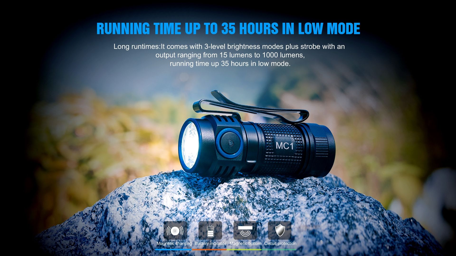 TrustFire MC1 Baton XP-L HI 1000 Lumen wiederaufladbare Mini-EDC-Taschenlampe mit magnetischem Laden, extrem leicht