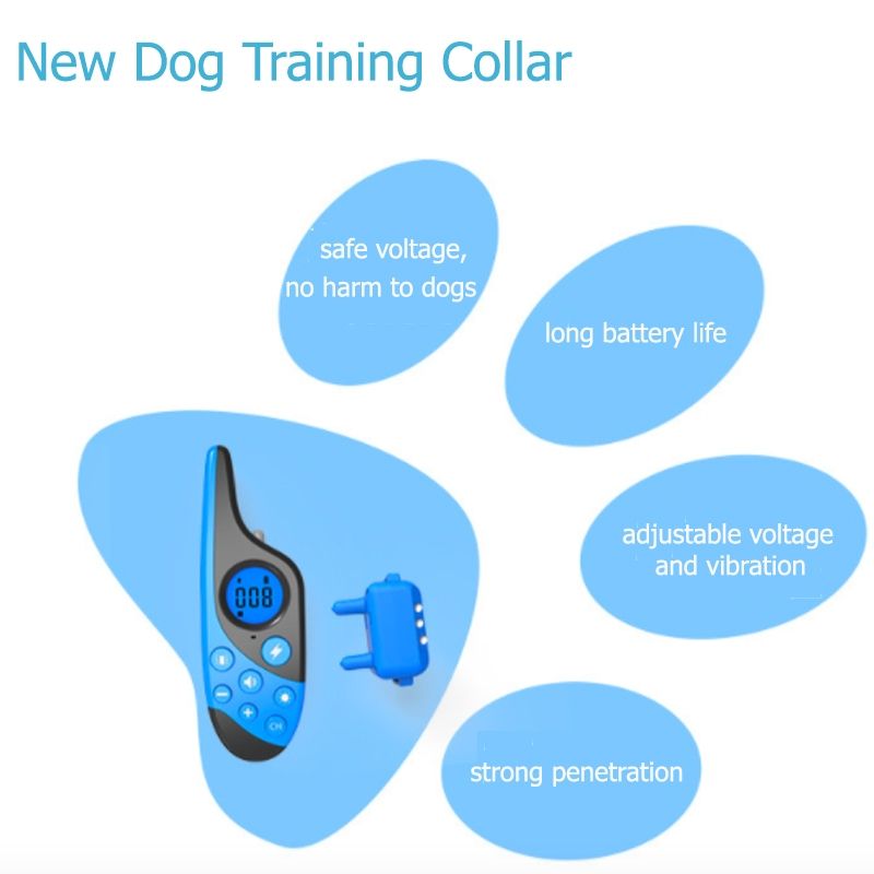 2021 Elektrisches Hundetrainingshalsband mit 500 m Fernbedienung, wasserdicht, wiederaufladbar, LCD-Display, Gehorsam