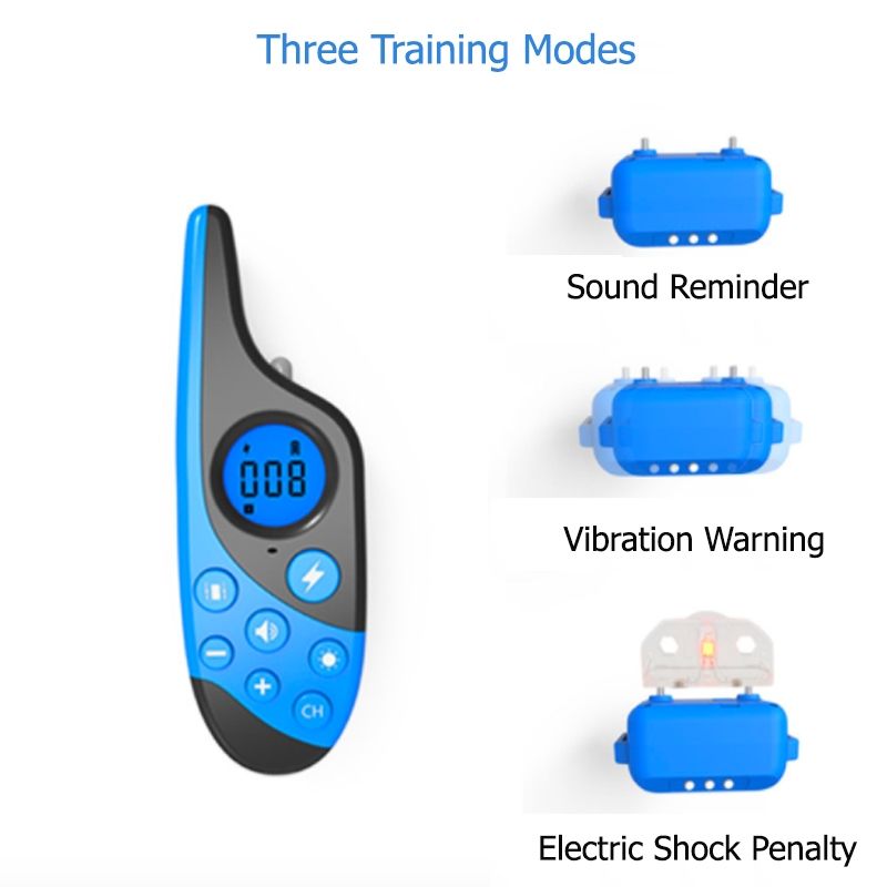 2021 Elektrisches Hundetrainingshalsband mit 500 m Fernbedienung, wasserdicht, wiederaufladbar, LCD-Display, Gehorsam