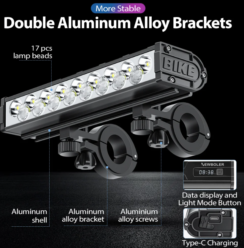 NITEBEAM Fahrradlicht 10000 Lumen ultrahelle Fahrradleuchte mit robustem Design für MTB und Straßenradfahren