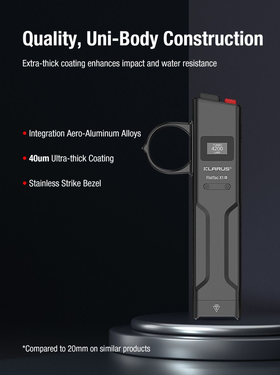 Klarus X1 Ultradünne EDC Taschenlampe, 4200LM taktische Taschenlampe mit USB-C, Luminus SST-70 LED