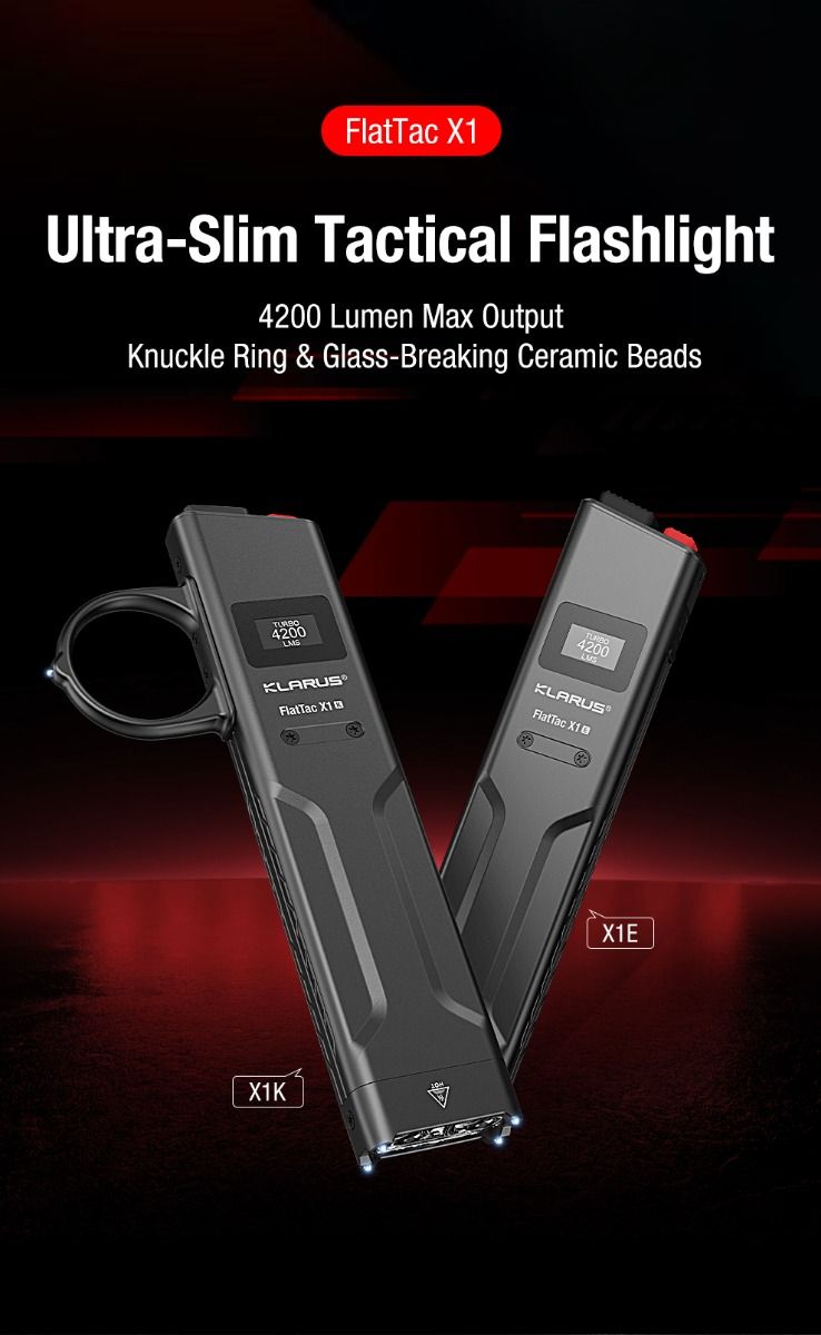 Klarus X1 Ultradünne EDC Taschenlampe, 4200LM taktische Taschenlampe mit USB-C, Luminus SST-70 LED