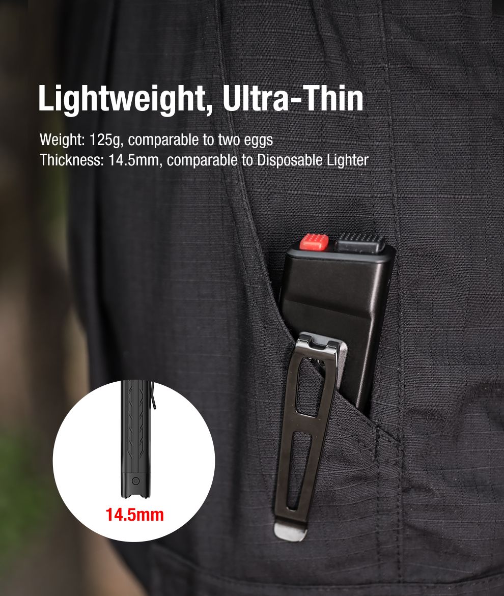 Klarus X1 Ultradünne EDC Taschenlampe, 4200LM taktische Taschenlampe mit USB-C, Luminus SST-70 LED