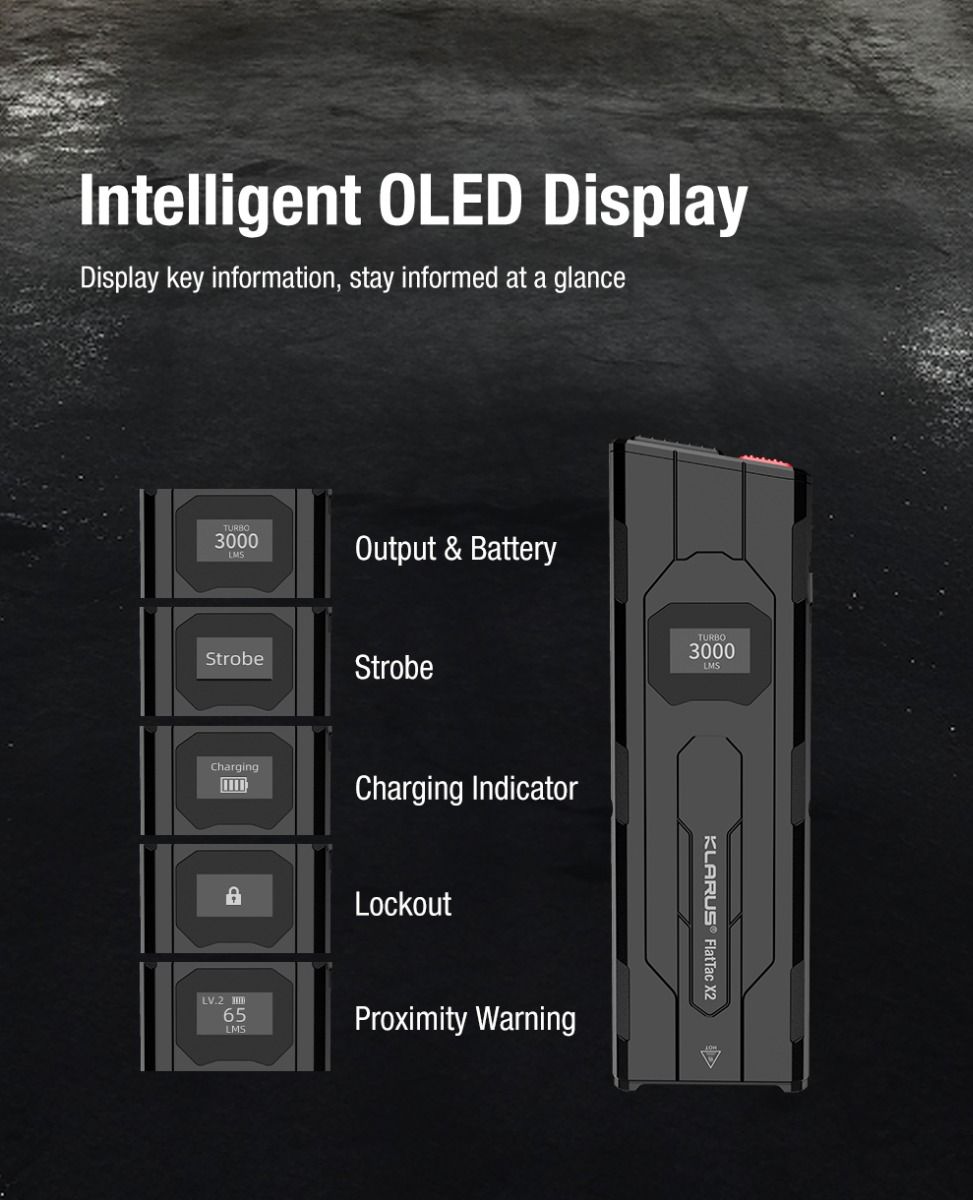 Klarus X2 Ultrdünne taktische Taschenlampe EDC, USB-C wiederaufladbar, 3000 Lumen, kompakte, kraftvolle Lampe