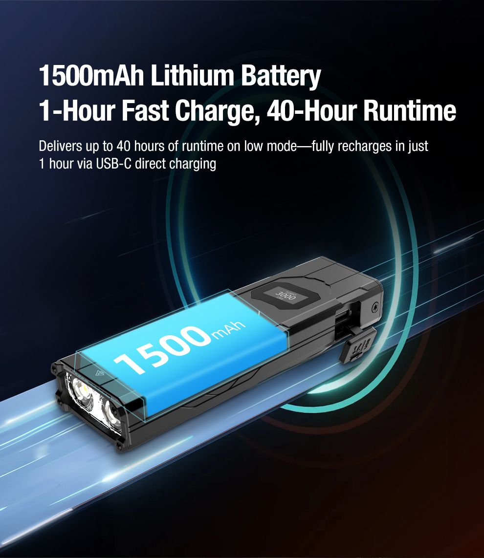 Klarus X2 Ultrdünne taktische Taschenlampe EDC, USB-C wiederaufladbar, 3000 Lumen, kompakte, kraftvolle Lampe