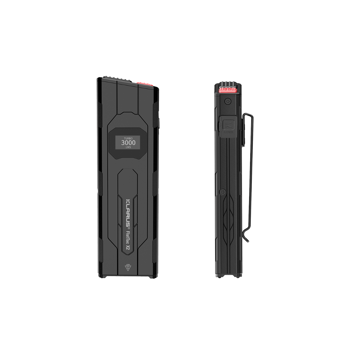 Klarus X2 Ultrdünne taktische Taschenlampe EDC, USB-C wiederaufladbar, 3000 Lumen, kompakte, kraftvolle Lampe