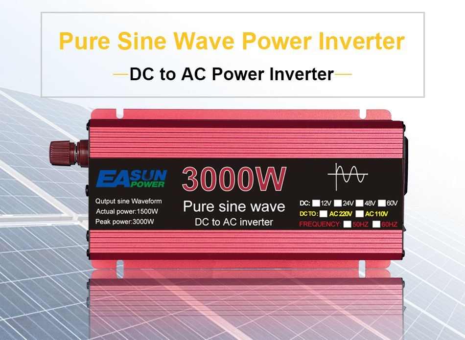 Reiner Sinus-Wechselrichter 3000W 2200W 1600W 1000W Langlebiges Aluminium-Magnesium-Design Hohe Effizienz Camping-Strom