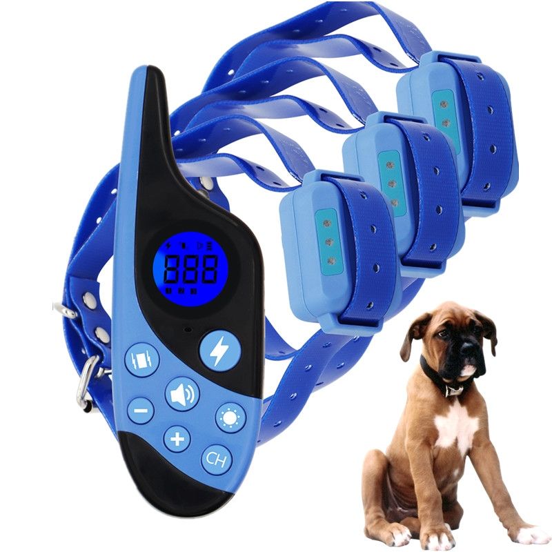 2021 Elektrisches Hundetrainingshalsband mit 500 m Fernbedienung, wasserdicht, wiederaufladbar, LCD-Display, Gehorsam