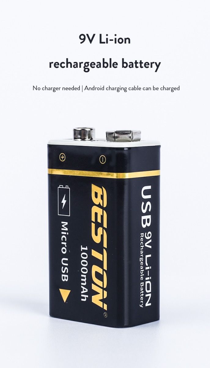 Beston 9V 1000mAh wiederaufladbare Mikro-USB-Batterie, umweltfreundliche Energie für RC-Helikopter, Mikrofon und Spielzeug
