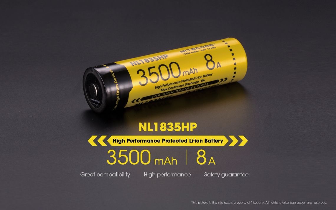 Nitecore NL1835HP 3500mAh wiederaufladbarer 18650 Hochleistungsakku für Taschenlampen und technische Geräte