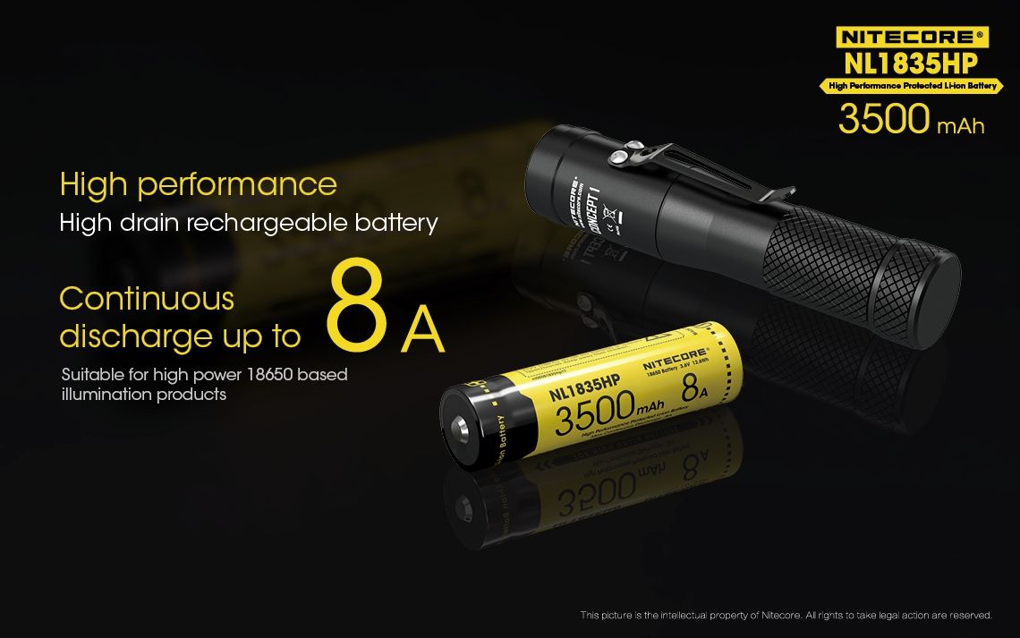 Nitecore NL1835HP 3500mAh wiederaufladbarer 18650 Hochleistungsakku für Taschenlampen und technische Geräte