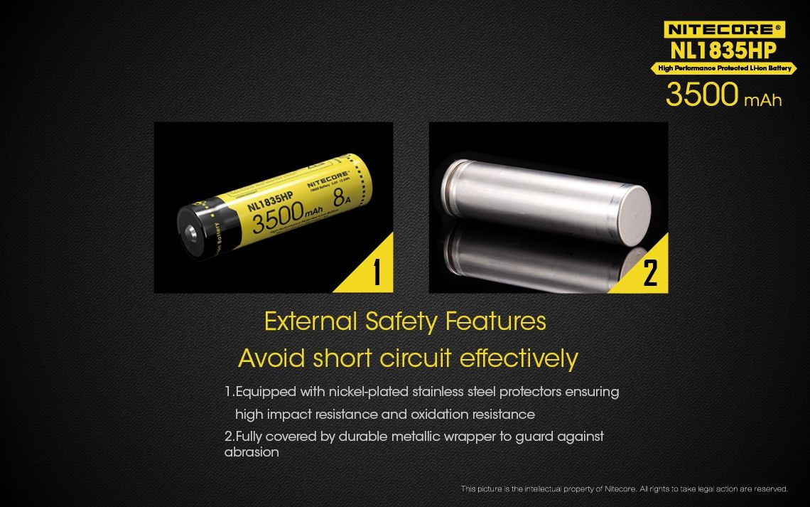 Nitecore NL1835HP 3500mAh wiederaufladbarer 18650 Hochleistungsakku für Taschenlampen und technische Geräte