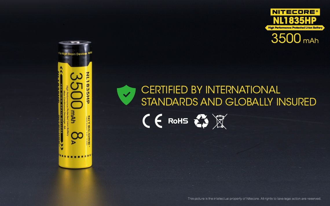 Nitecore NL1835HP 3500mAh wiederaufladbarer 18650 Hochleistungsakku für Taschenlampen und technische Geräte