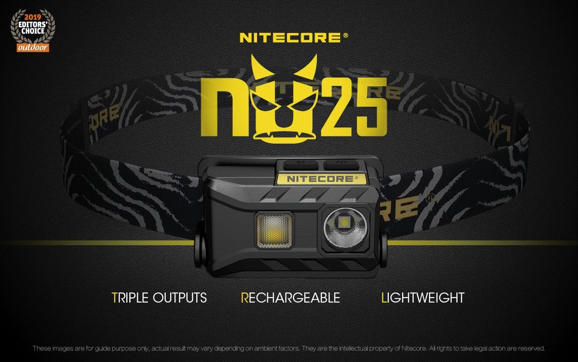 Nitecore NU25 XP-G2 S3 LED Stirnlampe 360 Lumen wiederaufladbar für Outdoor Beleuchtung und Abenteuer Zubehör