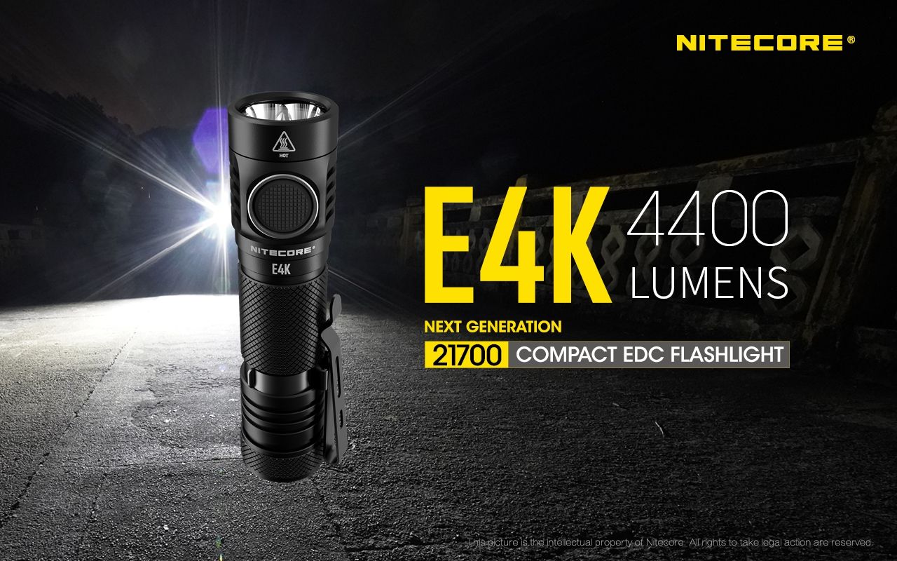 Nitecore E4K 4400 Lumen Kompakte EDC Taschenlampe tragbar und langlebig mit fortschrittlichem optischen System