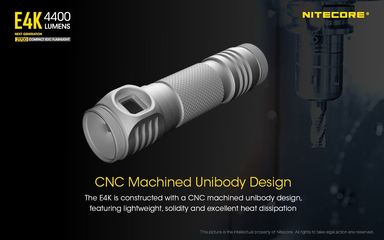 Nitecore E4K 4400 Lumen Kompakte EDC Taschenlampe tragbar und langlebig mit fortschrittlichem optischen System