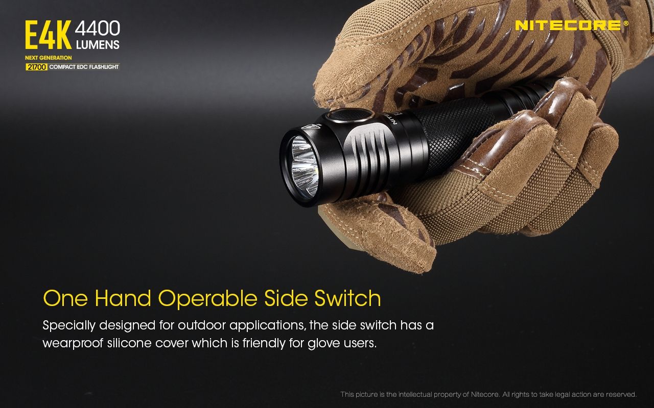 Nitecore E4K 4400 Lumen Kompakte EDC Taschenlampe tragbar und langlebig mit fortschrittlichem optischen System