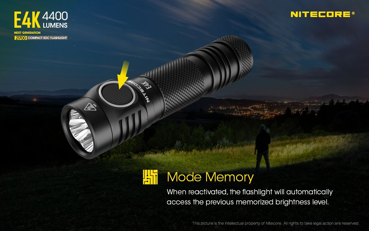 Nitecore E4K 4400 Lumen Kompakte EDC Taschenlampe tragbar und langlebig mit fortschrittlichem optischen System