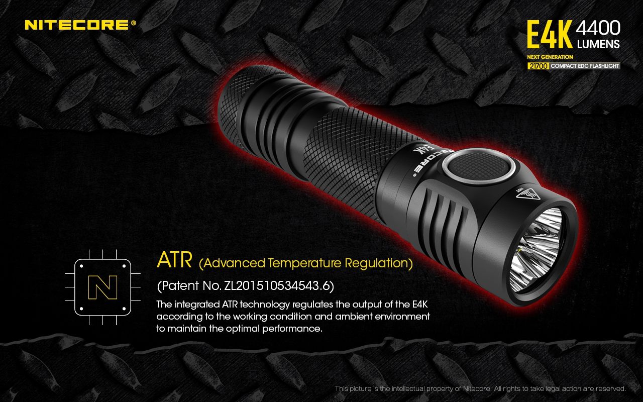 Nitecore E4K 4400 Lumen Kompakte EDC Taschenlampe tragbar und langlebig mit fortschrittlichem optischen System