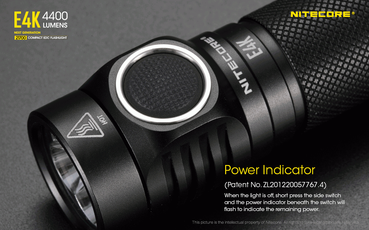 Nitecore E4K 4400 Lumen Kompakte EDC Taschenlampe tragbar und langlebig mit fortschrittlichem optischen System