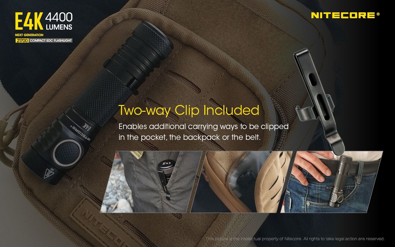 Nitecore E4K 4400 Lumen Kompakte EDC Taschenlampe tragbar und langlebig mit fortschrittlichem optischen System