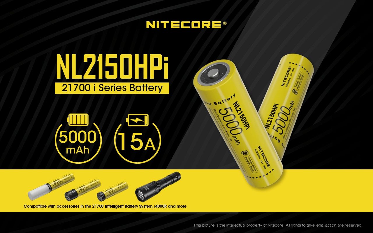 NITECORE NL2150HPi 5000mAh 3.6V Hochleistungsbatterie 21700 Li-Ion Akku für Elektronikgeräte und Taschenlampen