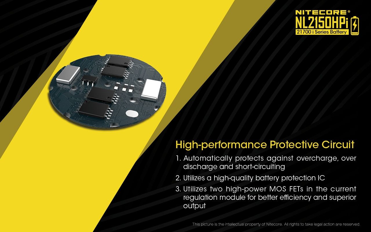 NITECORE NL2150HPi 5000mAh 3.6V Hochleistungsbatterie 21700 Li-Ion Akku für Elektronikgeräte und Taschenlampen