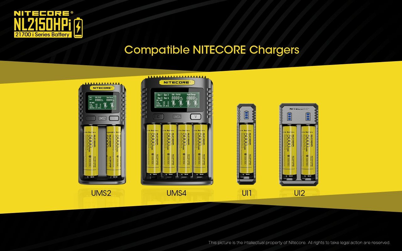 NITECORE NL2150HPi 5000mAh 3.6V Hochleistungsbatterie 21700 Li-Ion Akku für Elektronikgeräte und Taschenlampen