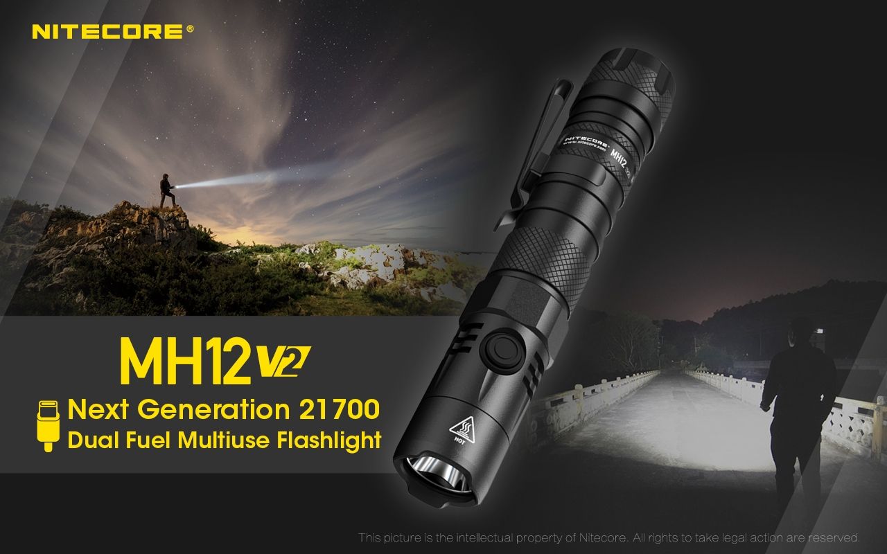 Nitecore MH12 V2 XP-L2 V6 LED-Taschenlampe 1200 Lumen tragbare helle Außenbeleuchtung zuverlässige Beleuchtung
