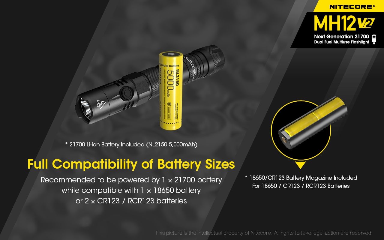 Nitecore MH12 V2 XP-L2 V6 LED-Taschenlampe 1200 Lumen tragbare helle Außenbeleuchtung zuverlässige Beleuchtung