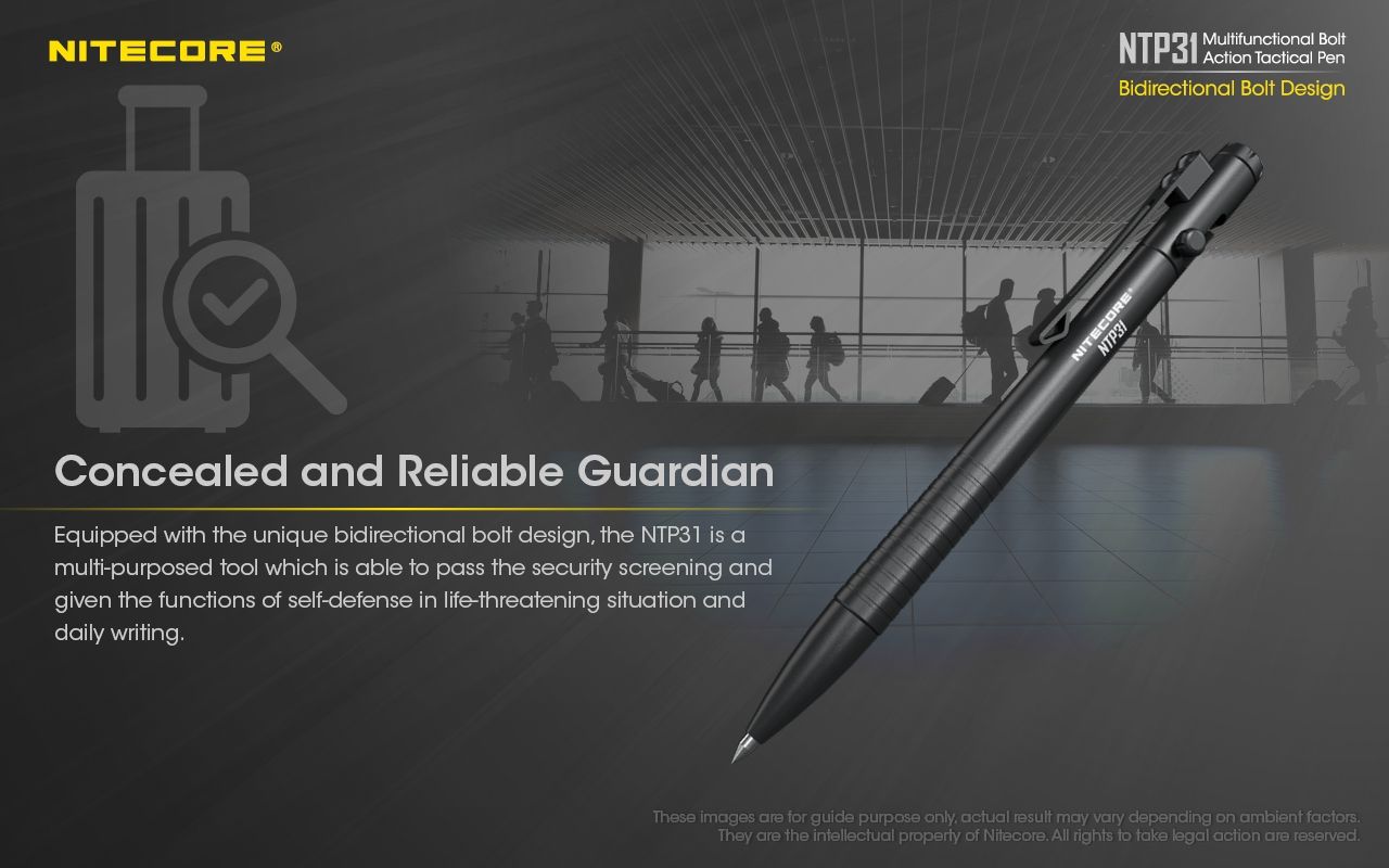 NITECORE NTP31 Ergonomischer taktischer Kugelschreiber mit Bolzenmechanik, langlebige Aluminiumlegierung, multifunktionaler Glasbrecher