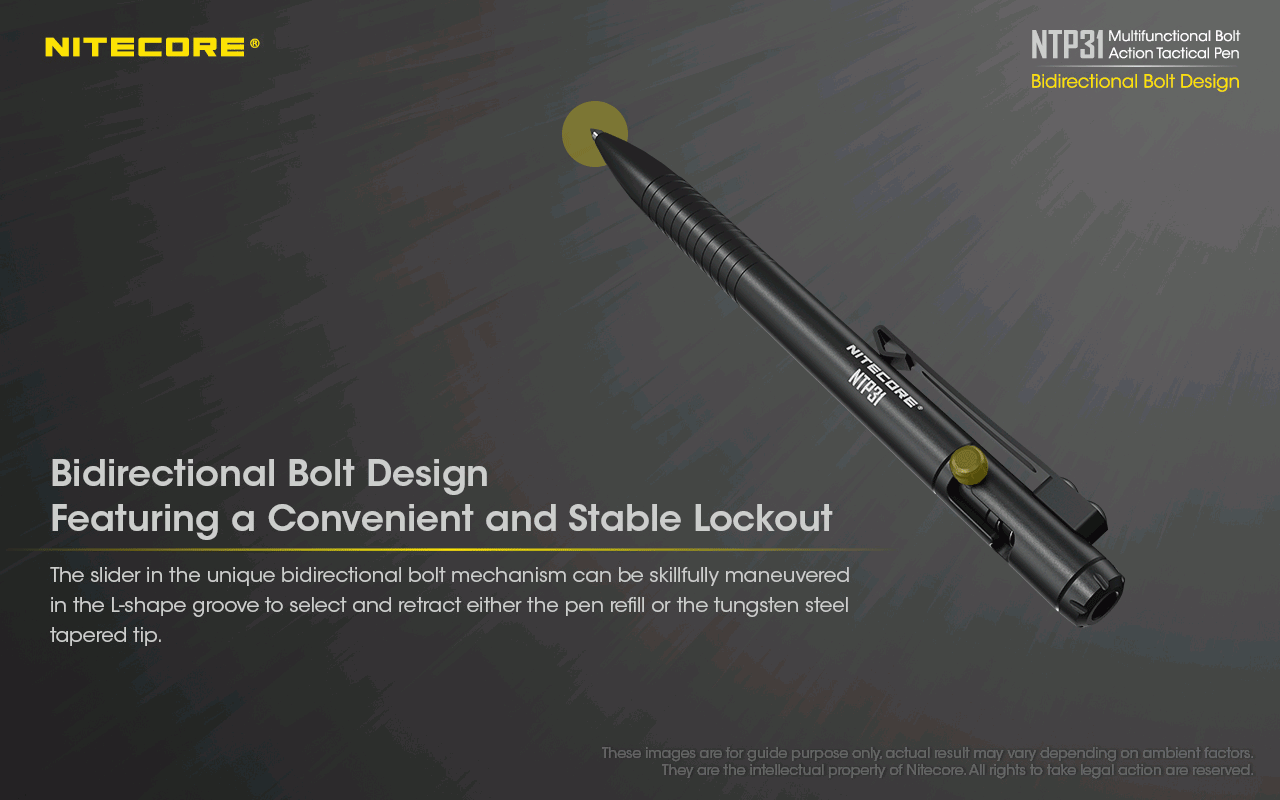 NITECORE NTP31 Ergonomischer taktischer Kugelschreiber mit Bolzenmechanik, langlebige Aluminiumlegierung, multifunktionaler Glasbrecher