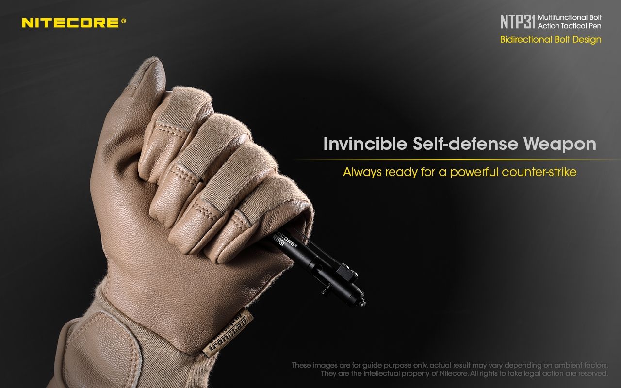 NITECORE NTP31 Ergonomischer taktischer Kugelschreiber mit Bolzenmechanik, langlebige Aluminiumlegierung, multifunktionaler Glasbrecher