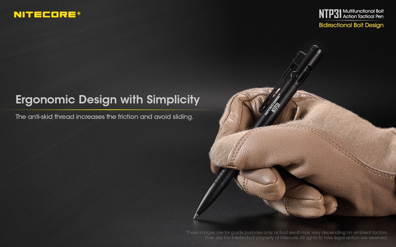 NITECORE NTP31 Ergonomischer taktischer Kugelschreiber mit Bolzenmechanik, langlebige Aluminiumlegierung, multifunktionaler Glasbrecher