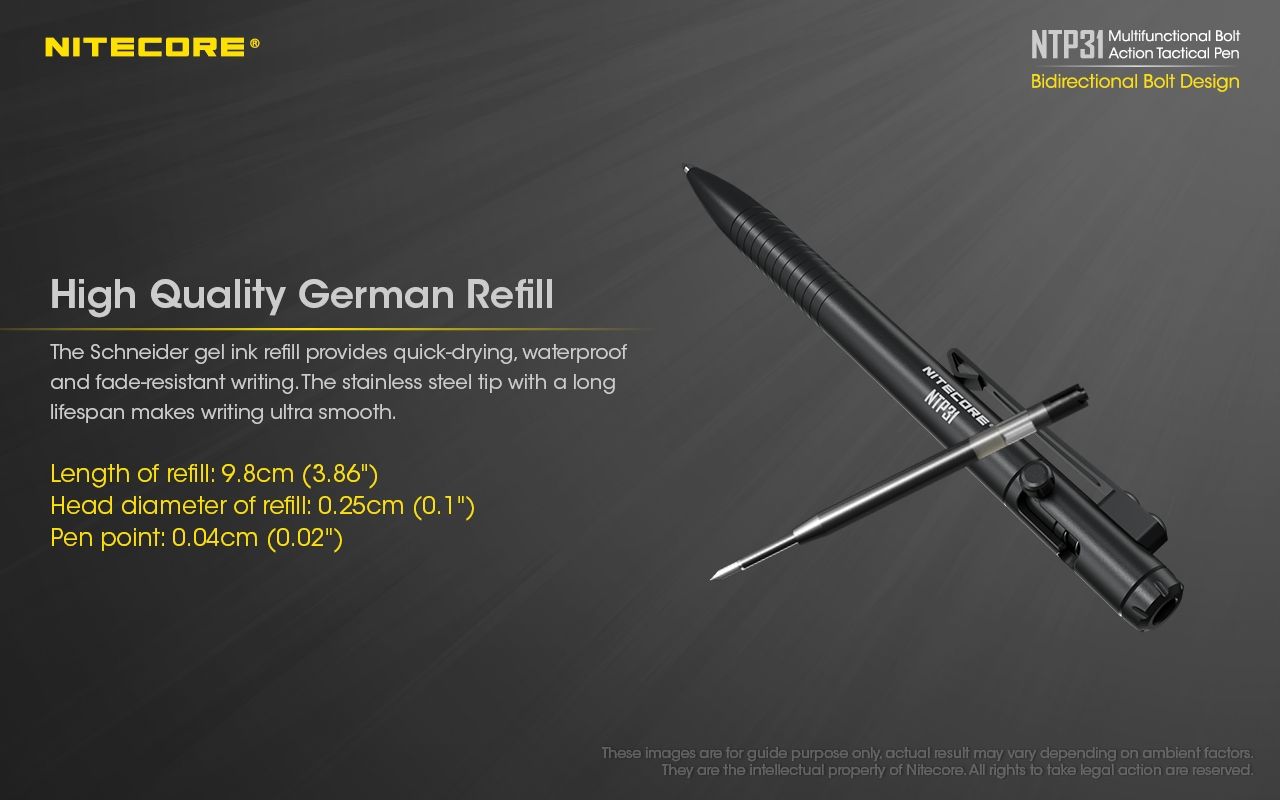 NITECORE NTP31 Ergonomischer taktischer Kugelschreiber mit Bolzenmechanik, langlebige Aluminiumlegierung, multifunktionaler Glasbrecher