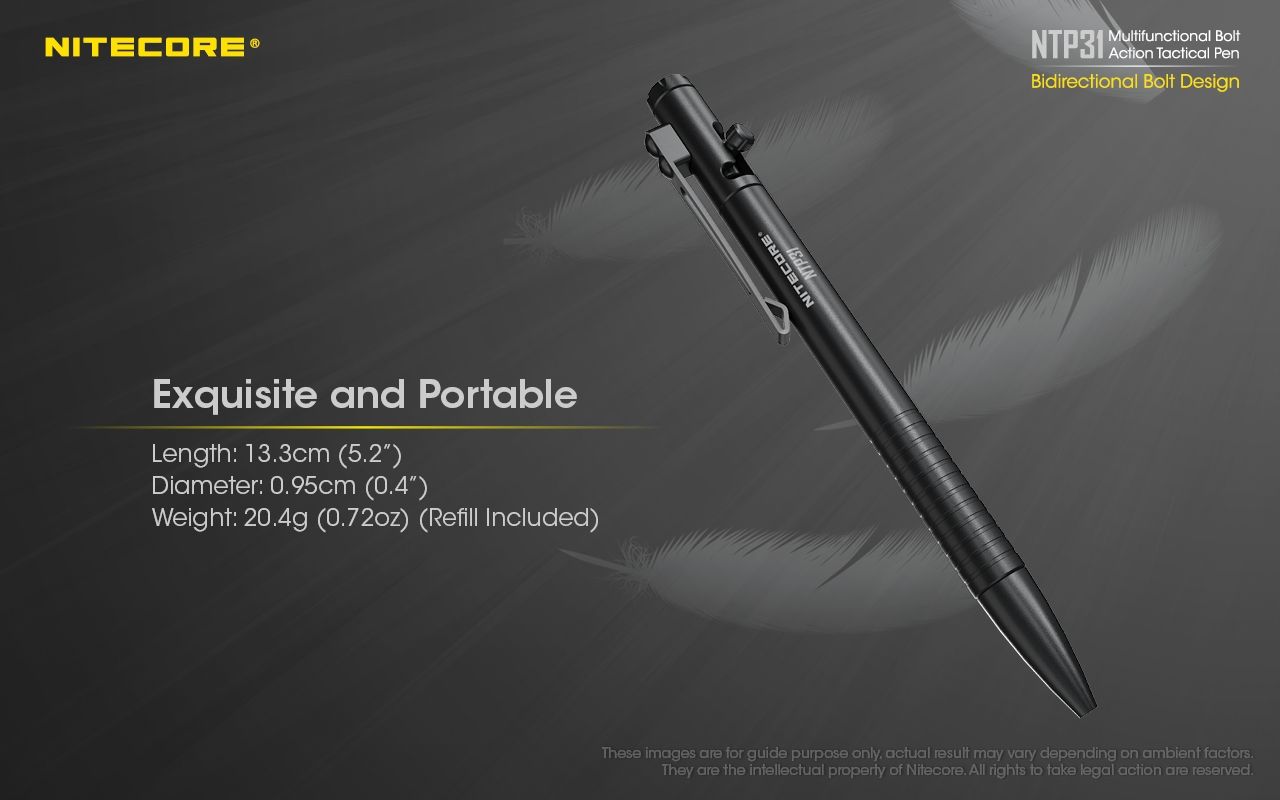 NITECORE NTP31 Ergonomischer taktischer Kugelschreiber mit Bolzenmechanik, langlebige Aluminiumlegierung, multifunktionaler Glasbrecher