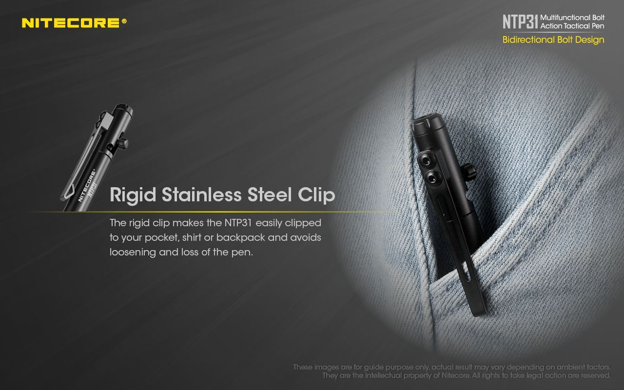 NITECORE NTP31 Ergonomischer taktischer Kugelschreiber mit Bolzenmechanik, langlebige Aluminiumlegierung, multifunktionaler Glasbrecher