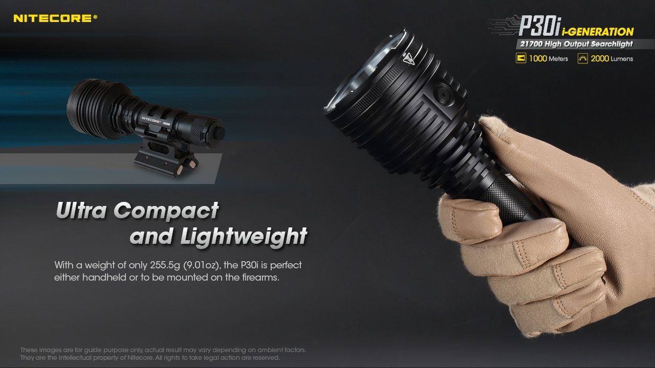 Entdecken Sie die Nitecore P30i taktische Taschenlampe XHP35 HI LED 2000 Lumen mit 1000 Meter Reichweite, robuste Outdoor-Beleuchtung