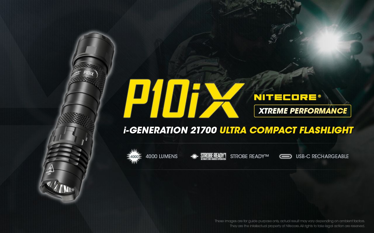 Nitecore P10iX 4000 Lumen Leistungsstarke taktische Taschenlampe 4 x XP-L2 V6 LED 158m Strahlweite Lange Laufzeit Haltbarkeit