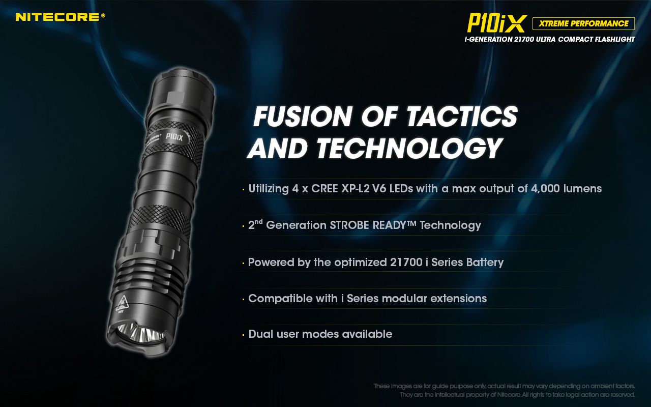 Nitecore P10iX 4000 Lumen Leistungsstarke taktische Taschenlampe 4 x XP-L2 V6 LED 158m Strahlweite Lange Laufzeit Haltbarkeit